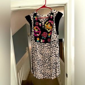 Fun leopard and crochet flowers dress